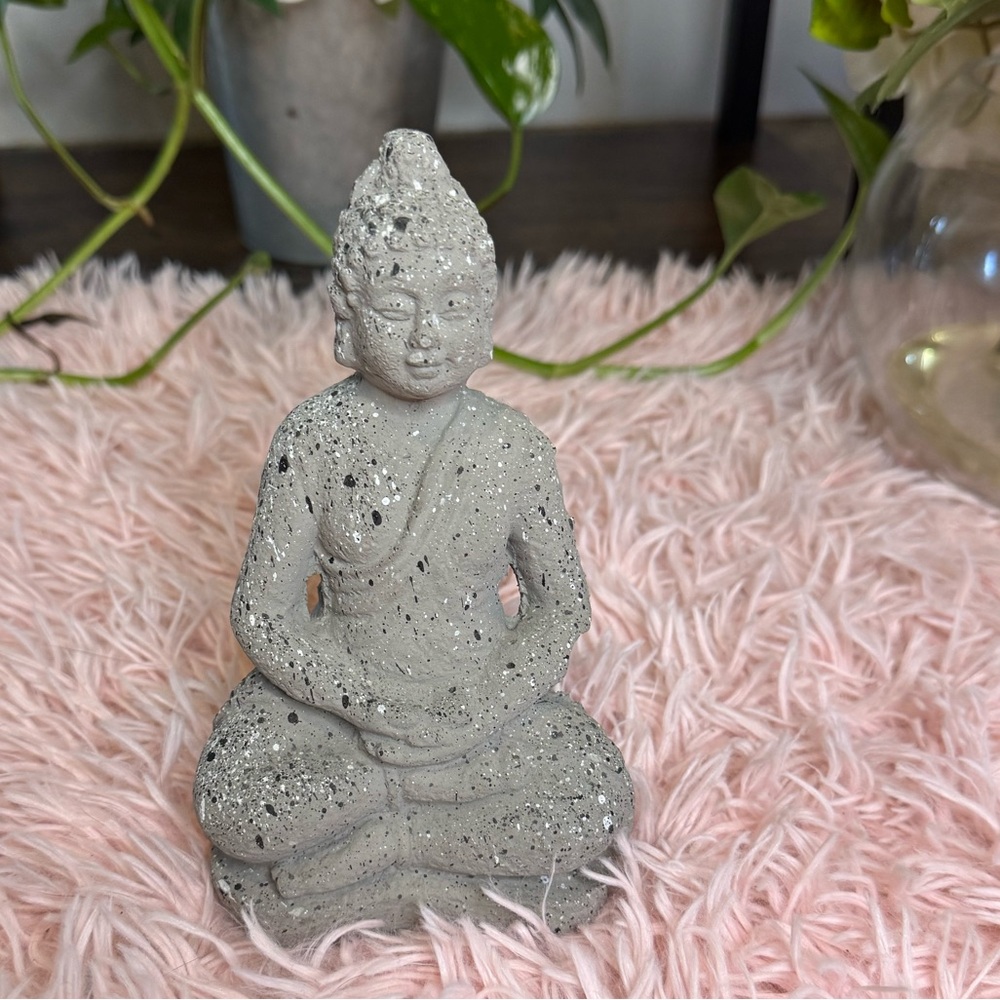 Gray Speckled Buddha Statue Home Decor - Picture 2 of 4